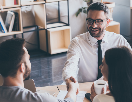 Partner having discussion