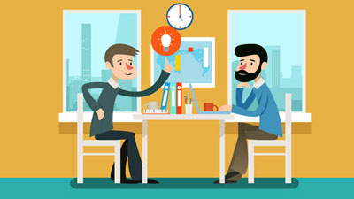 Partner discussing ideas